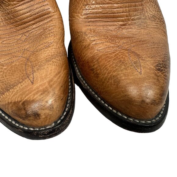 Vintage Tony Lama Cowboy Western Boots Men\'s 8 EE 2E Brown Black Pull On 6173